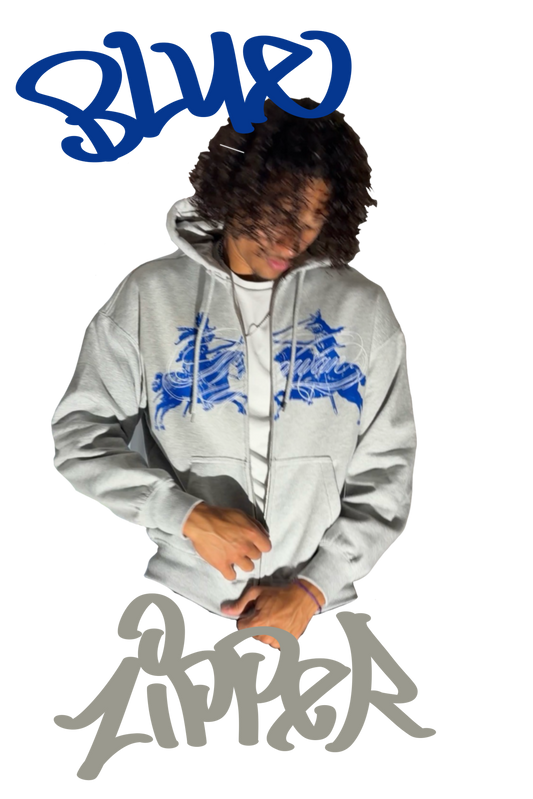 blue oversize zipper