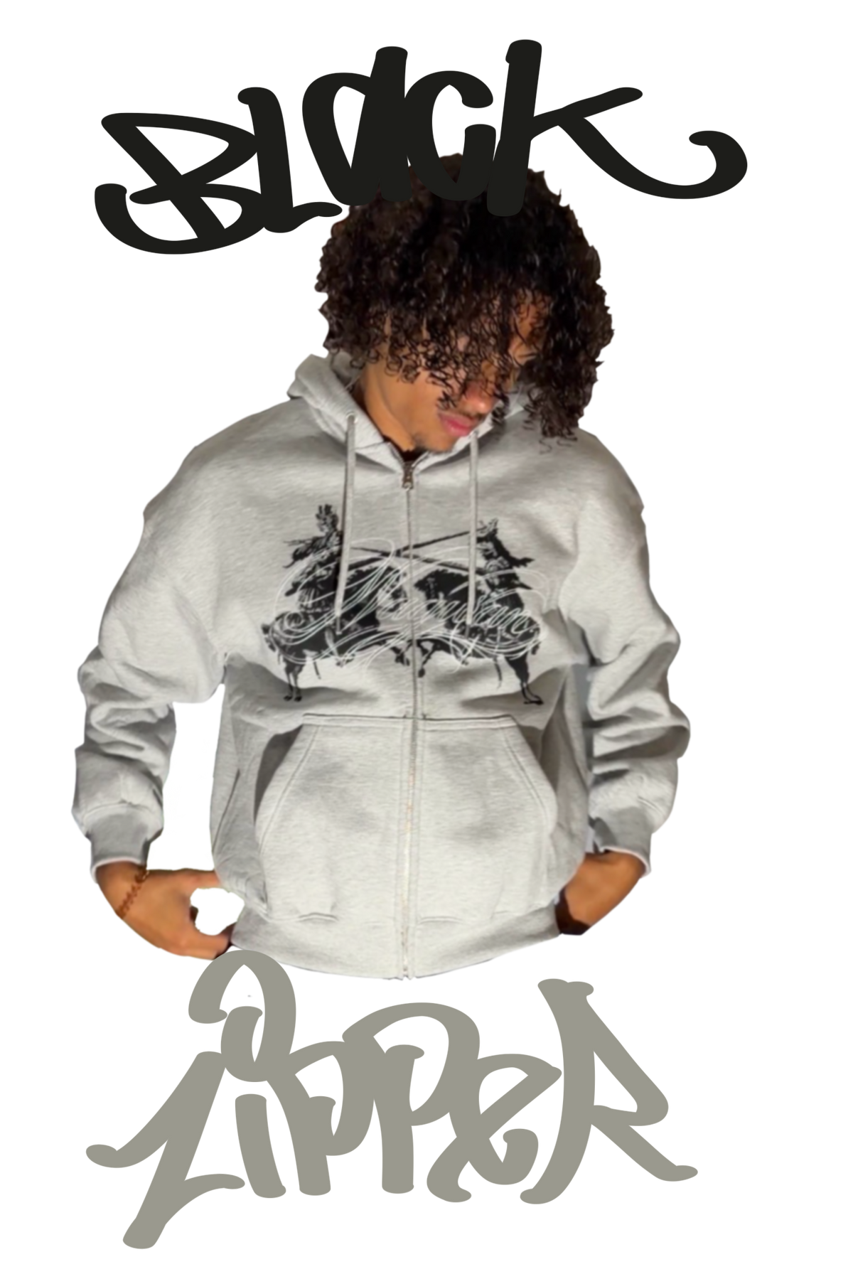 black oversize zipper